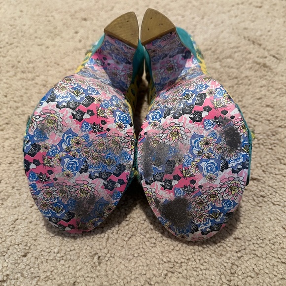 Irregular Choice Yellow and Teal Heels with Bow - Picture 8 of 11